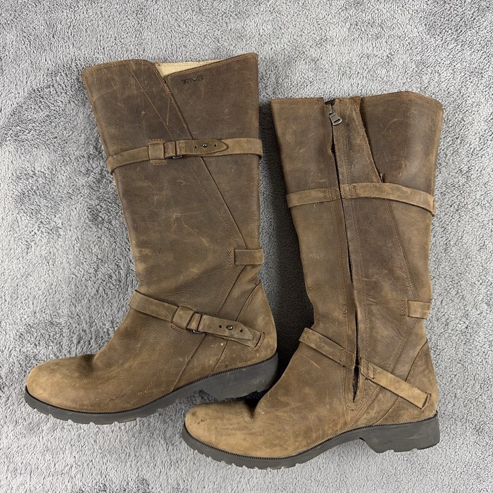 Teva De La Vina Waterproof Tall‎ Brown Leather Riding Boots Women's 7.5